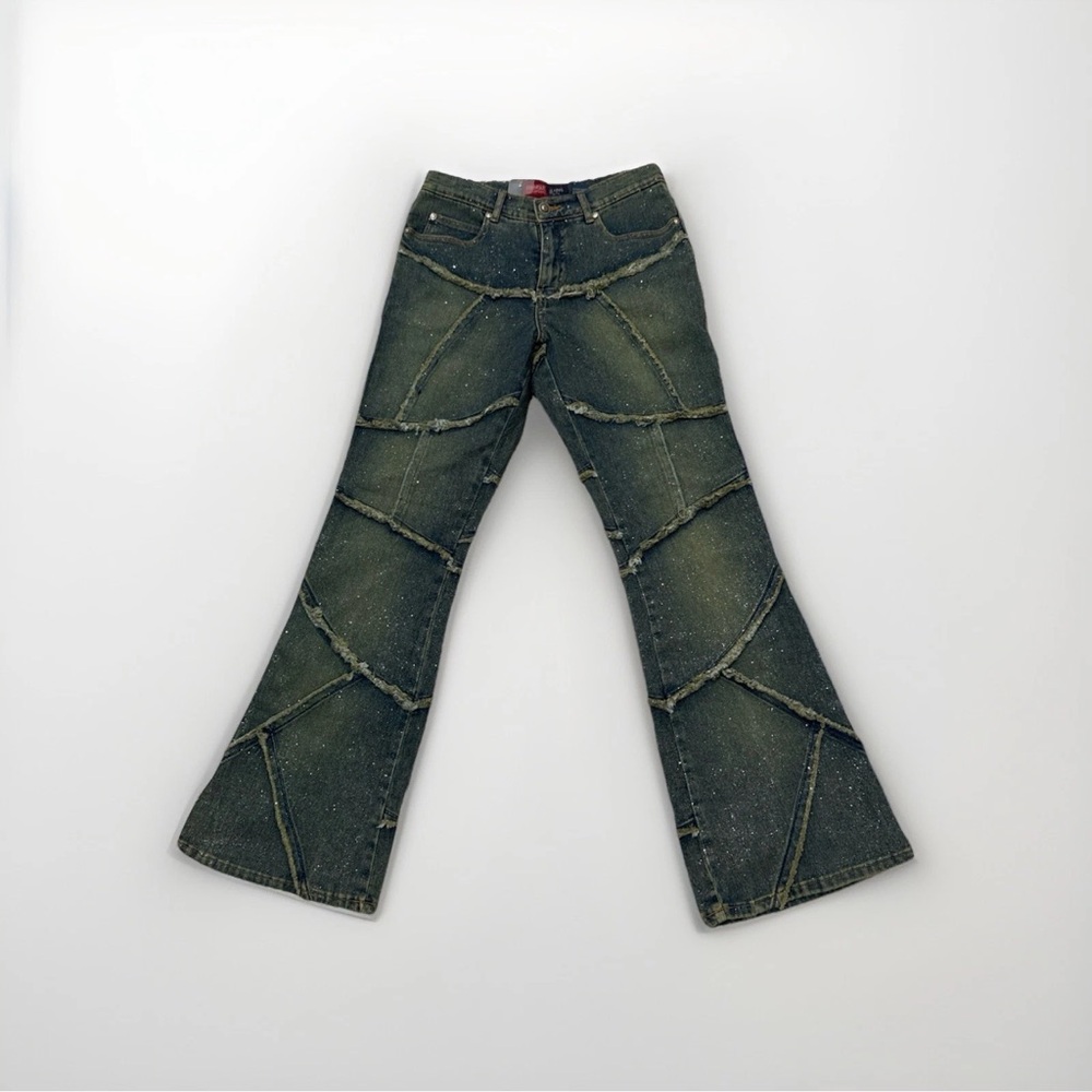 Younique Y2K 90s patchwork Flares Junior size 7